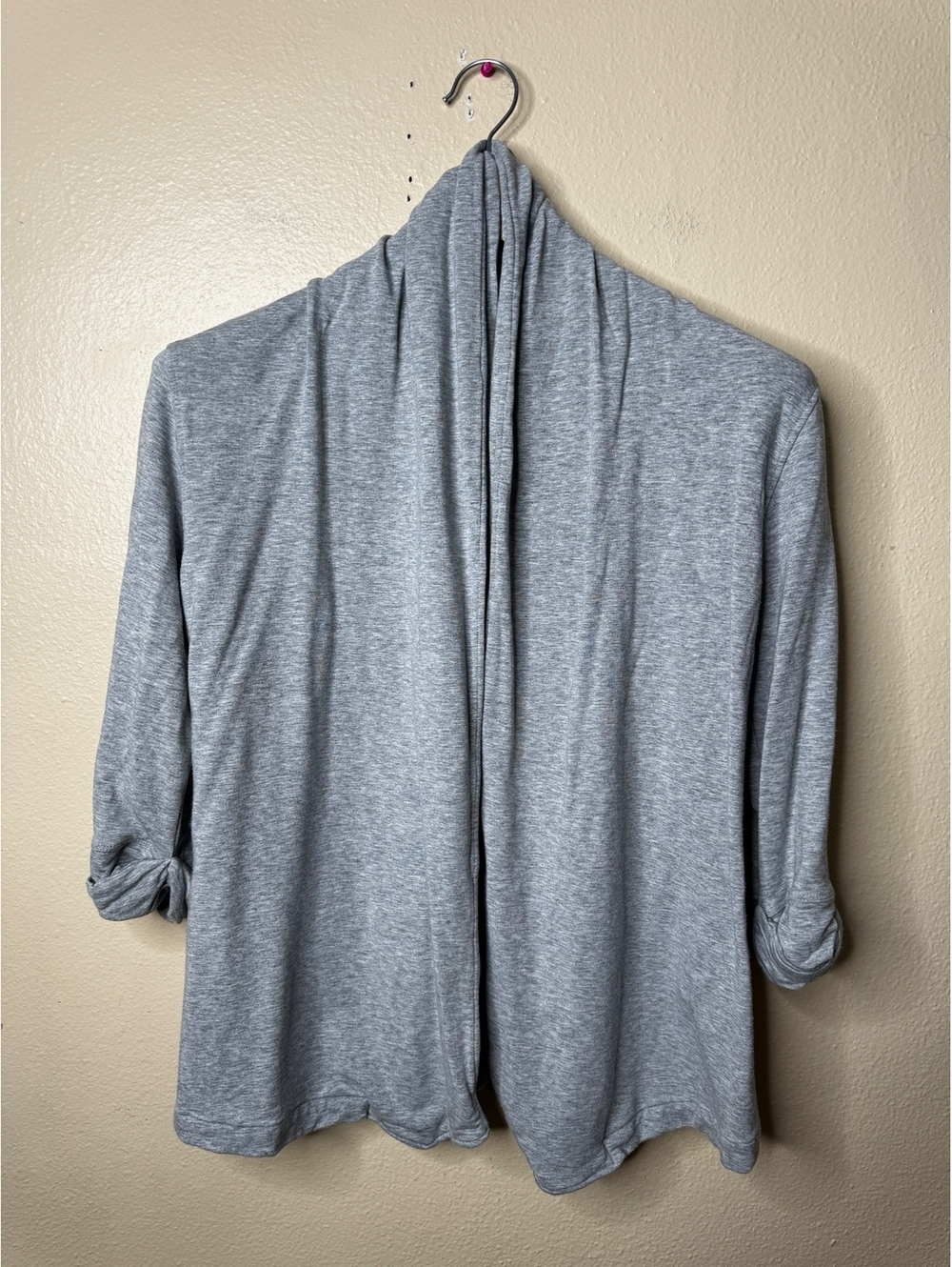 Theory Open Front Cardigan Women’s L Grey Drape Knit Sweater